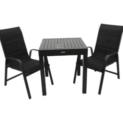 Gartengarnitur 3-teilig Alu Ausziehtisch dunkelgrau