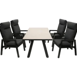Gartengarnitur 5-teilig Aluminium Dunkelgrau / Hellgrau
