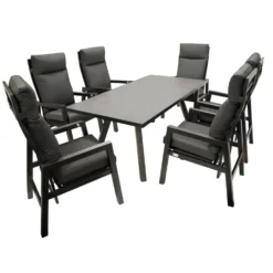 Gartengarnitur 7-teilig Aluminium Dunkelgrau