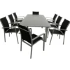 Gartengarnitur 9-teilig Aluminium Textillehne schwarz