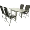 Gartengarnitur 5-teilig Aluminium Textilgewebe schwarz
