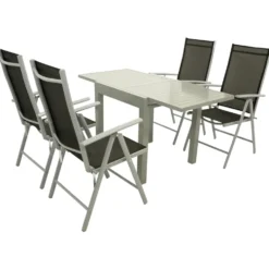 Gartengarnitur 5-teilig Aluminium Textilgewebe schwarz