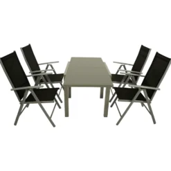 Gartengarnitur 5-teilig Aluminium Textillehne schwarz