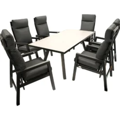 Gartengarnitur 7-teilig Aluminium Dunkelgrau / Hellgrau