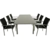 Gartengarnitur 7-teilig Aluminium Textillehne schwarz