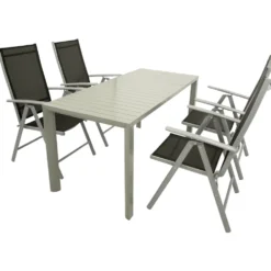 Gartengarnitur 5-teilig Aluminium Textilgewebe Schwarz