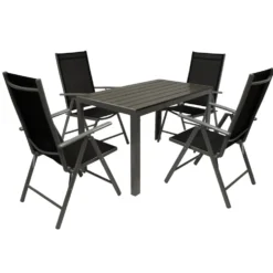 Gartengarnitur 5-teilig Alutisch 125 x 70 cm Kunstholz