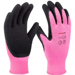Gartenhandschuhe Größe 7 pink aus Polyester mit Latex-Beschichtung