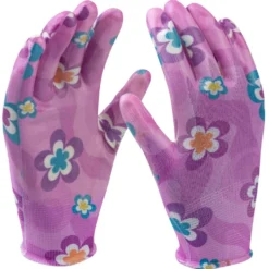 Gartenhandschuhe Größe 9 pink mit Blumenmotiv