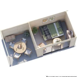 Gartenhaus "Lydia" 10,8 m² + 7,6 m² überdachter Anbau Fichtenholz