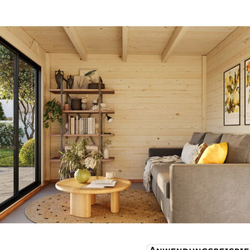 Gartenhaus "Lydia" 10,8 m² + 7,6 m² überdachter Anbau Fichtenholz