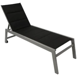 Gartenliege aus Aluminium in Schwarz mit Rollen