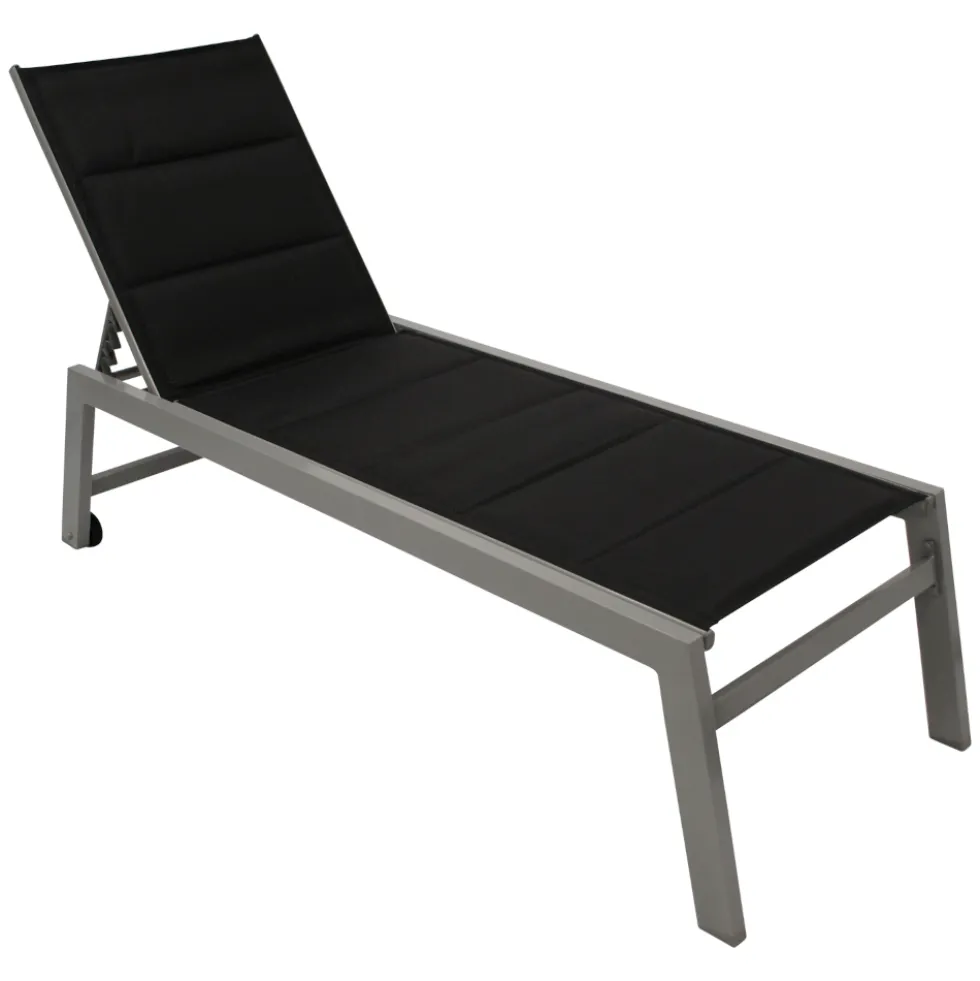 Gartenliege aus Aluminium in Schwarz mit Rollen