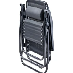 Gartenliege 2-in-1 inkl. Kopfkissen, schwarz