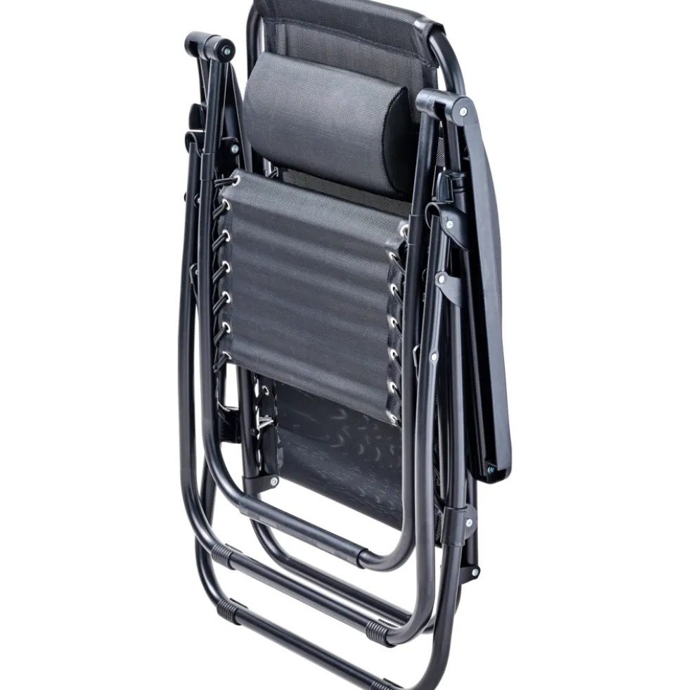 Gartenliege 2-in-1 inkl. Kopfkissen, schwarz