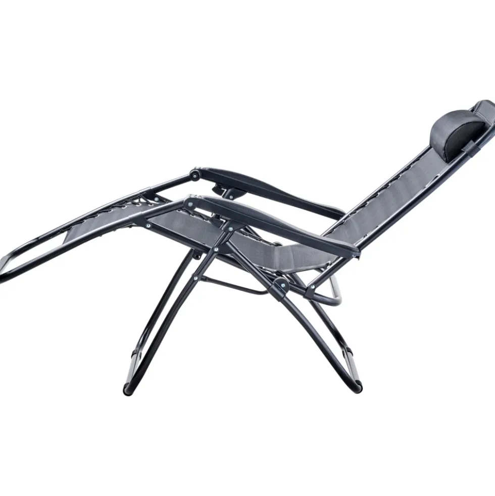 Gartenliege 2-in-1 inkl. Kopfkissen, schwarz
