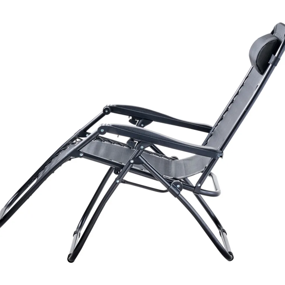 Gartenliege 2-in-1 inkl. Kopfkissen, schwarz