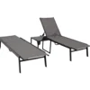 Gartenliegen mit Tisch im Set, 3-teilig, Stahl anthrazit