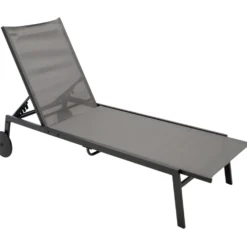 Gartenliegen mit Tisch im Set, 3-teilig, Stahl anthrazit