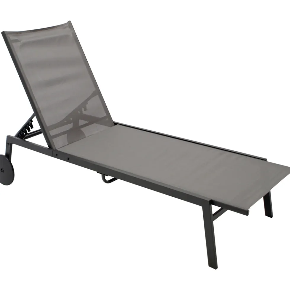 Gartenliegen mit Tisch im Set, 3-teilig, Stahl anthrazit