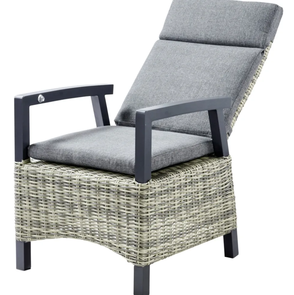 Gartensessel Polyrattan/Alu verstellbar gepolstert grau-meliert