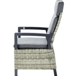 Gartensessel Polyrattan/Alu verstellbar gepolstert grau-meliert