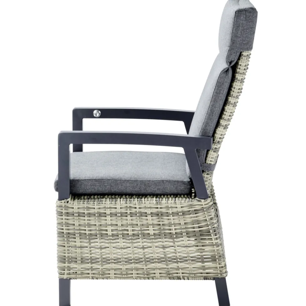 Gartensessel Polyrattan/Alu verstellbar gepolstert grau-meliert