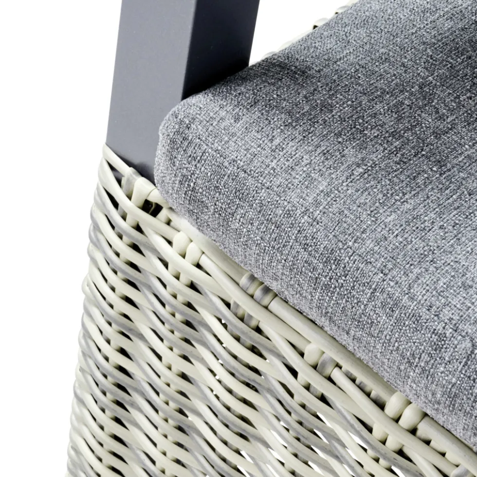 Gartensessel Polyrattan/Alu verstellbar gepolstert grau-meliert