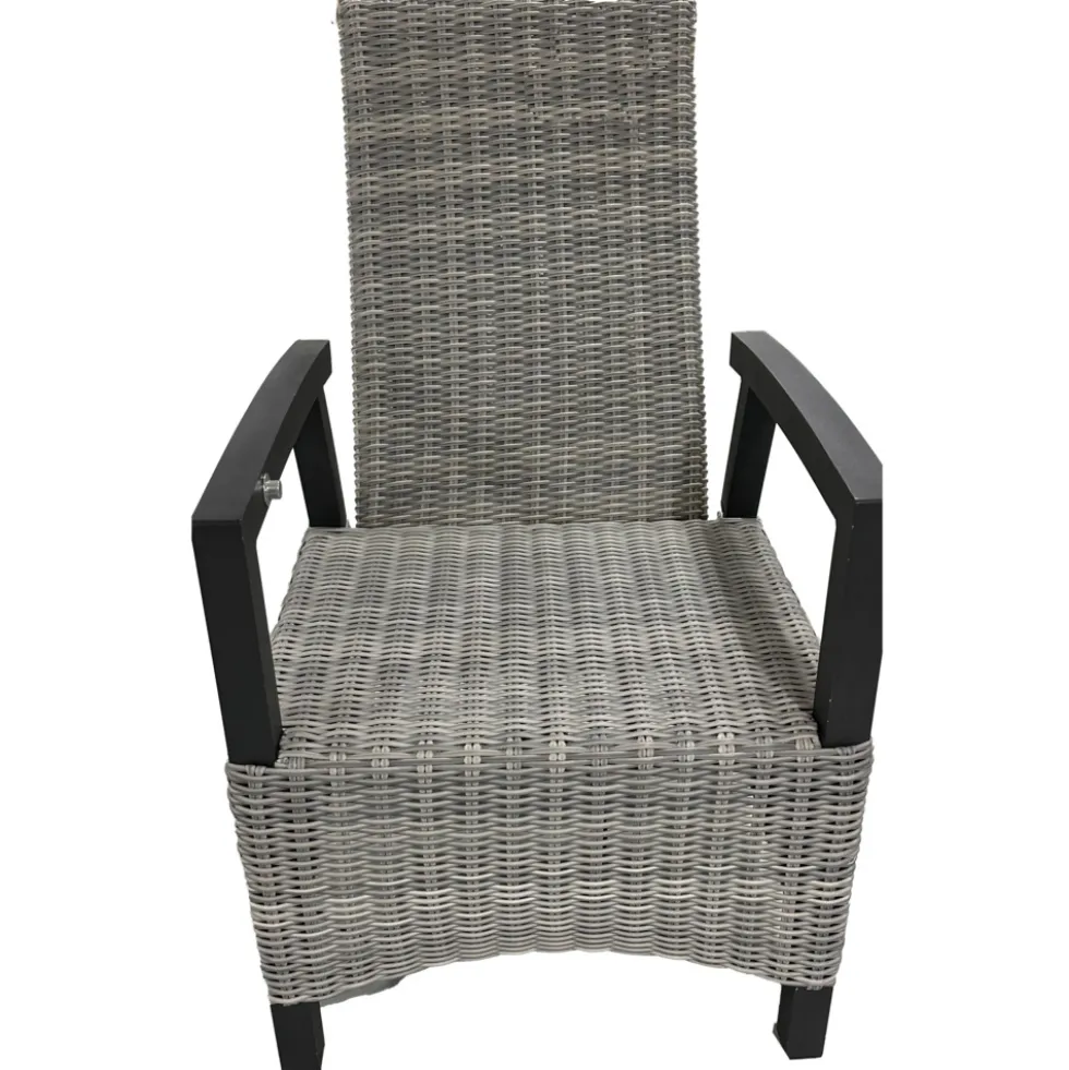 Gartensessel Polyrattan/Alu verstellbar gepolstert grau-meliert