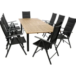 Gartensitzgruppe 9-teilig mit Ausziehtisch aus Akazie