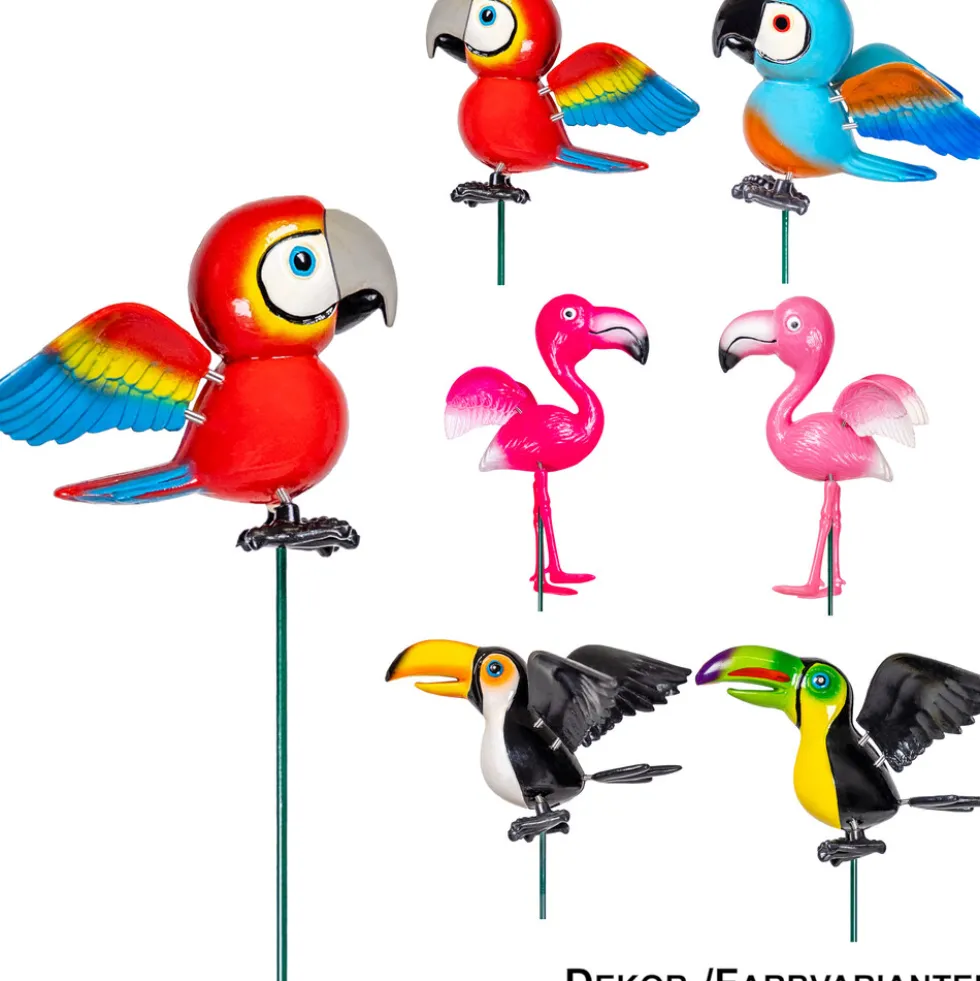 Gartenstecker mit Vogelmotiv und Erdspieß - sortiert