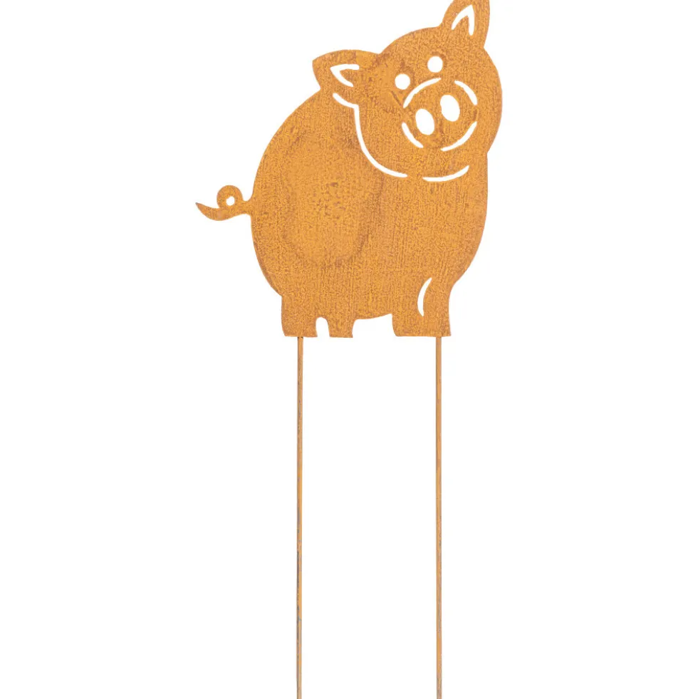 Gartenstecker Schwein ca. 45 cm hoch in Rost-Optik