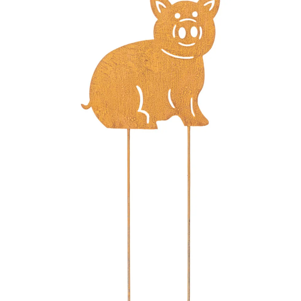 Gartenstecker Schwein ca. 45 cm hoch in Rost-Optik