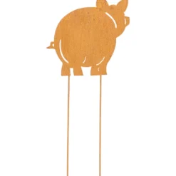 Gartenstecker Schwein ca. 45 cm hoch in Rost-Optik