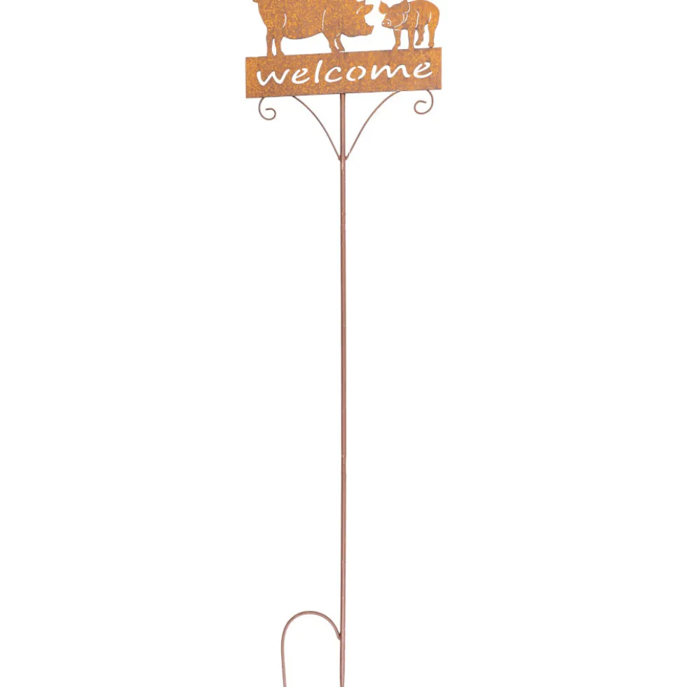 Gartenstecker "Willkommen" ca. 120 cm hoch in Rost-Optik