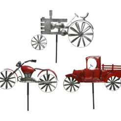 Gartenstecker Windrad 130 cm mit Fahrzeugmotiv und Erdspieß