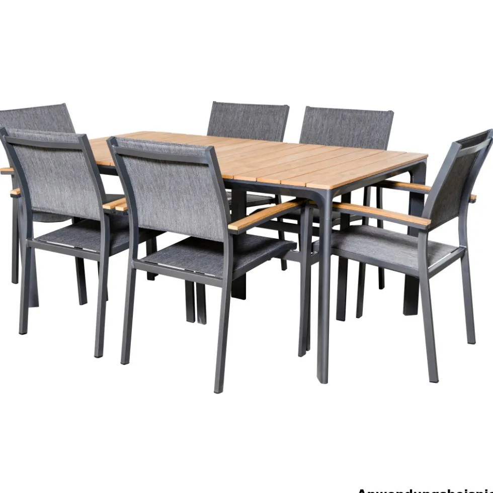 Gartentisch „Arezzo“ Nonwood 160 x 90 x 74 cm in Teakoptik mit Aluminiumgestell