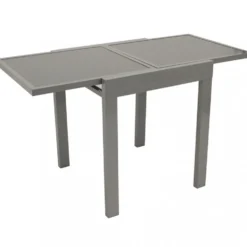 Gartentisch ausziehbar, 65/130 x 65 x 74 cm, Aluminium, Glasplatte, Grau