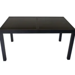 Gartentisch Torino 180/240x100x75cm ausziehbar Alu Glas Schwarz pulverbeschichtet