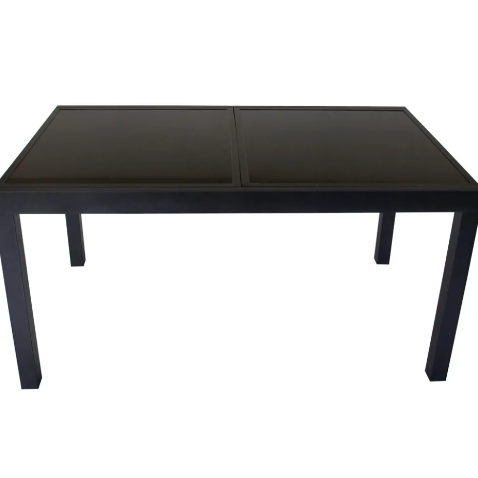 Gartentisch Torino 180/240x100x75cm ausziehbar Alu Glas Schwarz pulverbeschichtet