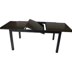 Gartentisch Torino 150/210x90x75cm ausziehbar Alu Glas Schwarz pulverbeschichtet