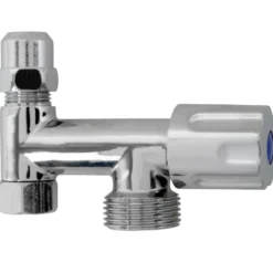GA-Zusatzventil verchromt 3/8" IG x 3/4" AG x 3/8" AG x 10 mmQ mit Rückflussverhinderer