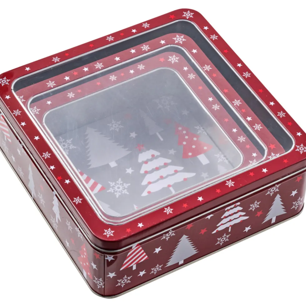 Gebäckdose 3er-Set eckig, 2-fach sortiert