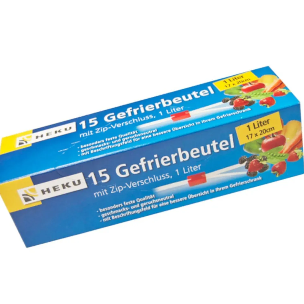 Gefrierbeutel mit Beschriftungsfeld und Verschlussclips