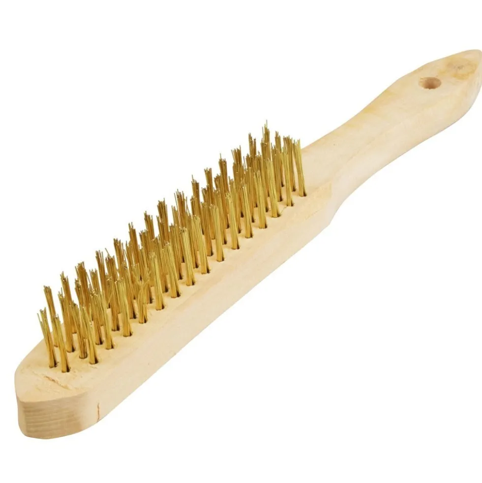 GERMANIA® Drahtbürste 4-reihig Stahl 30x285mm Messingdrahtbürste Messingdraht