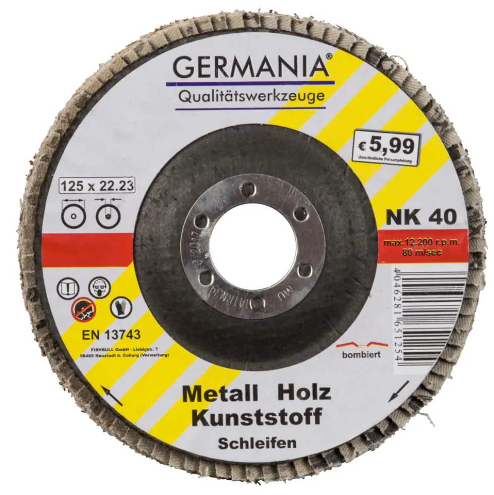GERMANIA® Fächerscheibe 125x22,23 NK40 bombiert