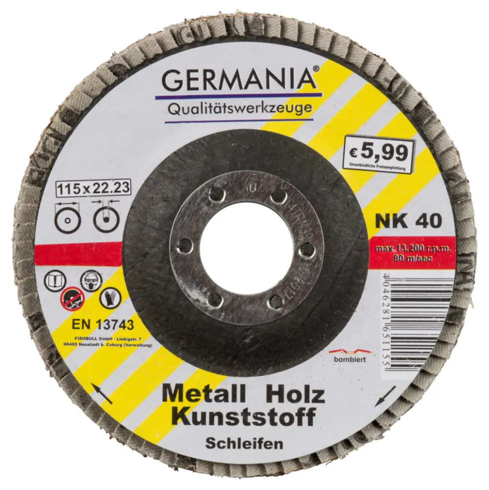 GERMANIA® Fächerscheibe 115x22,23 NK40 bombiert