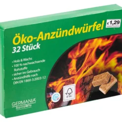 GERMANIA® Grillanzünder würfelförmig 32 Stück aus Holz und Wachs