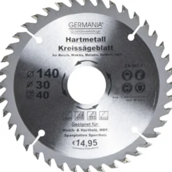 GERMANIA® HM Kreissägeblatt Ø 140mm, 40 Zähne für Holz