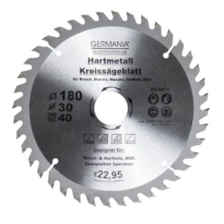 GERMANIA® HM Kreissägeblatt Ø 180mm, 40 Zähne für Holz